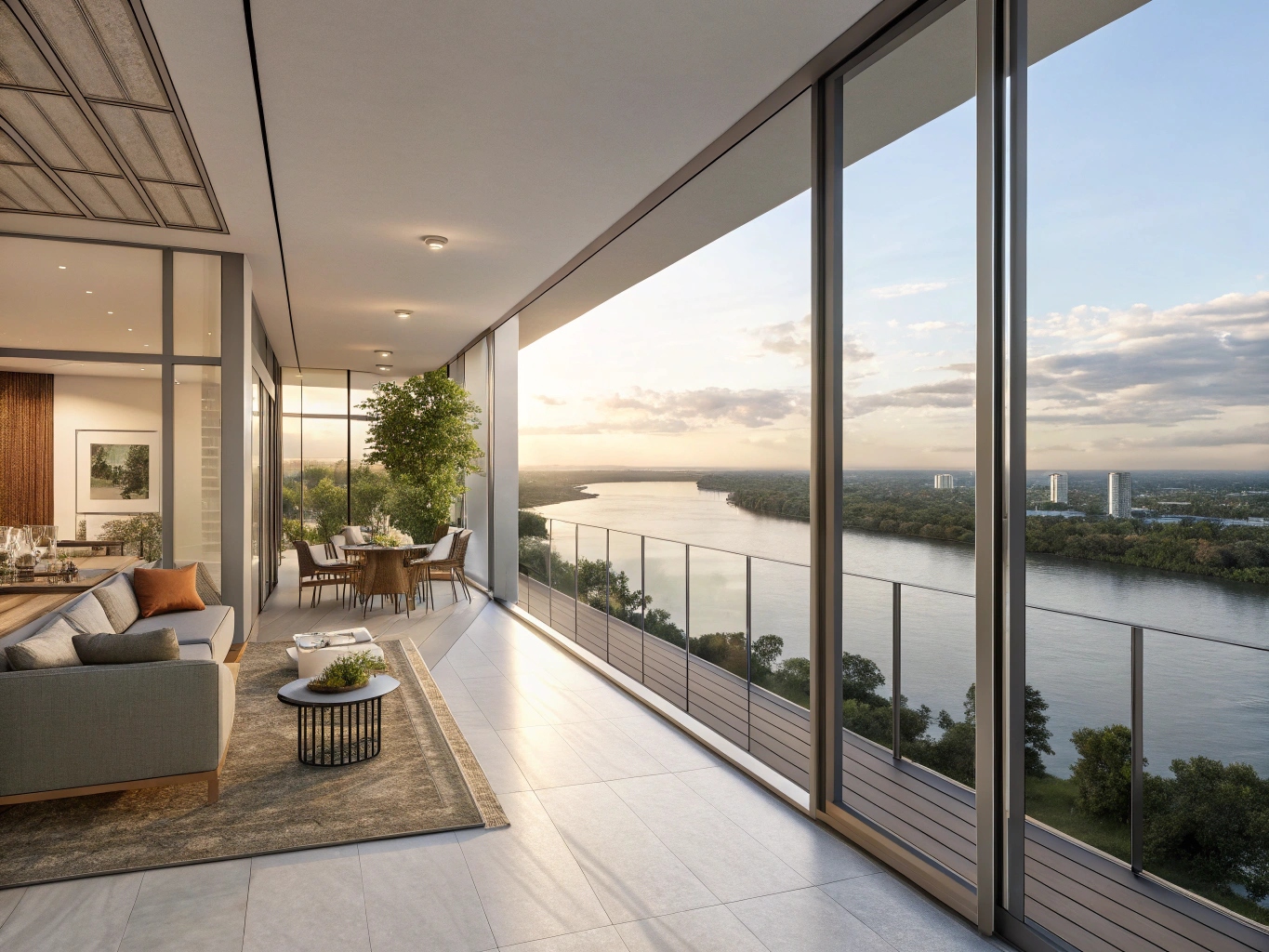 Elegante penthouse con terraza y vistas al río