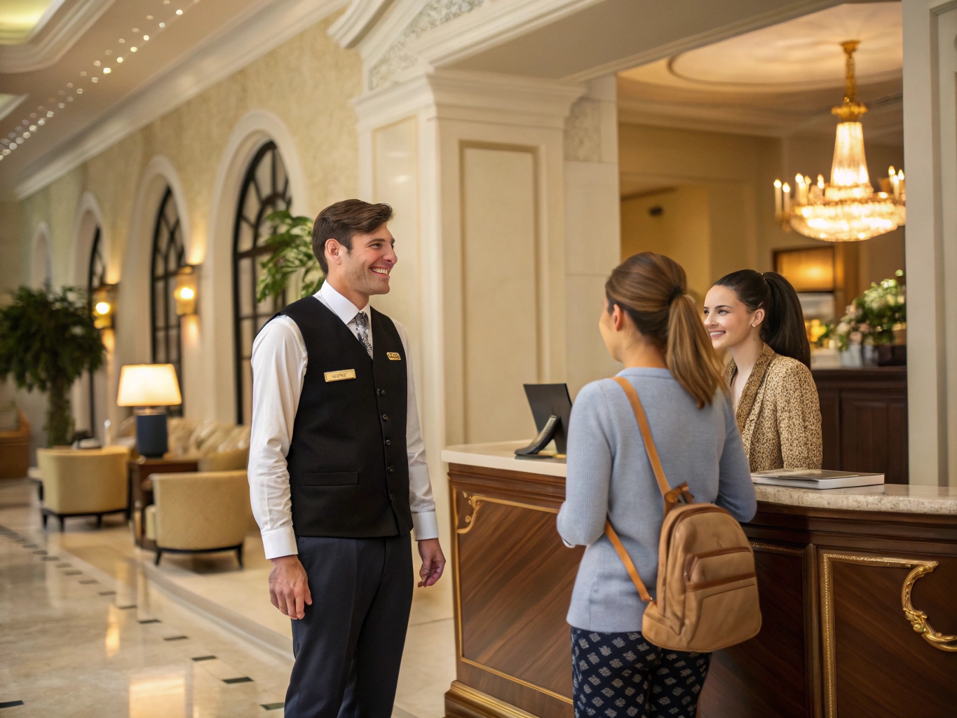 Servicio de concierge atendiendo a cliente en propiedad de lujo